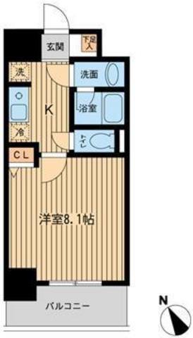 プライムアーバン門前仲町(1K/2階)の間取り写真