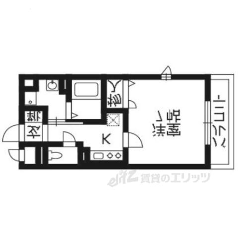 コスミオン長岡京(1K/3階)の間取り写真