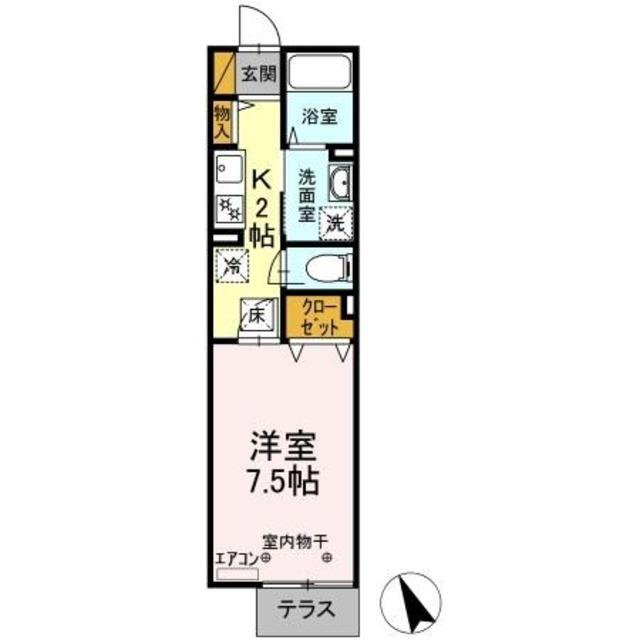 レセンテ・本八幡(1K/1階)の間取り写真