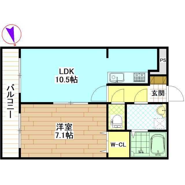 CNJ蓑原NO3(1LDK/2階)の間取り写真
