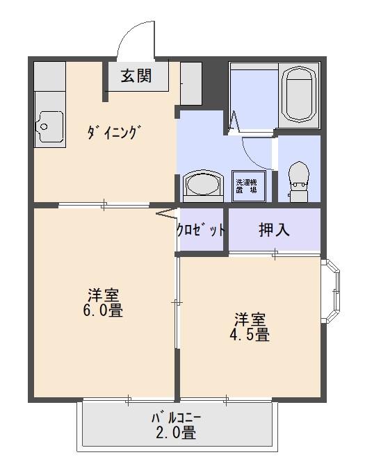 ラピート今泉A(2K/2階)の間取り写真