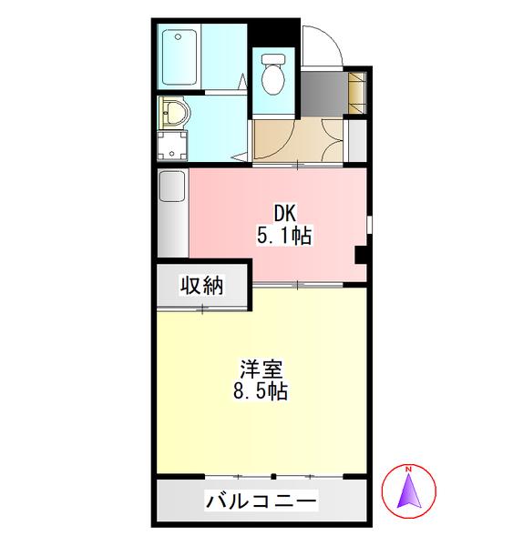 シャインハイツIII(1DK/2階)の間取り写真