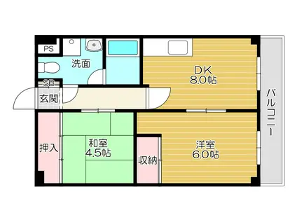 メリッサ・錦(2DK/4階)の間取り写真