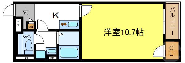 レオネクストパインツリー(1K/1階)の間取り写真