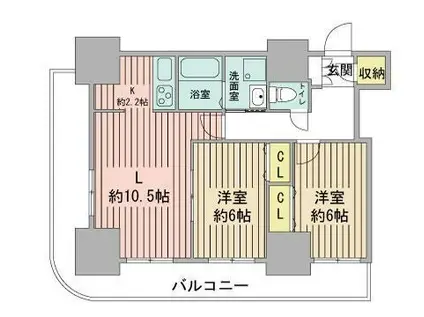 ティアラタワー中島倶楽部(2LDK/27階)の間取り写真