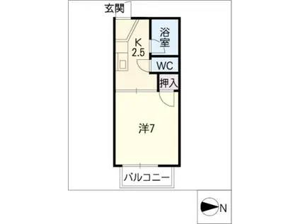 フォーブル早川B棟(1K/2階)の間取り写真