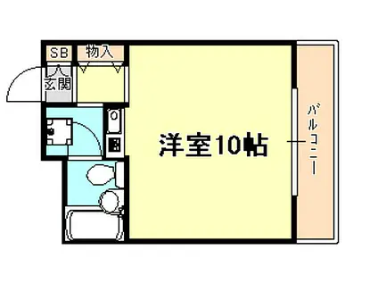 ジュネス神戸(ワンルーム/2階)の間取り写真