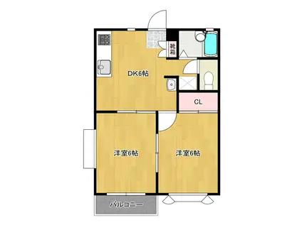 フローラル東野I(2DK/1階)の間取り写真