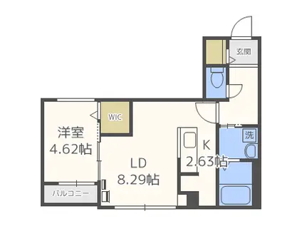 ビッグレジデンス美園(1LDK/4階)の間取り写真