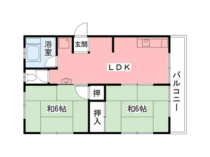 第1ワシオマンション(2LDK/1階)の間取り写真