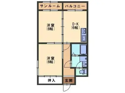 レジデンスKAZUMI(2DK/3階)の間取り写真