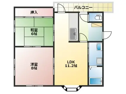 マンションニューハマII(2LDK/3階)の間取り写真