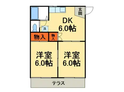 ココブランチ(2DK/1階)の間取り写真