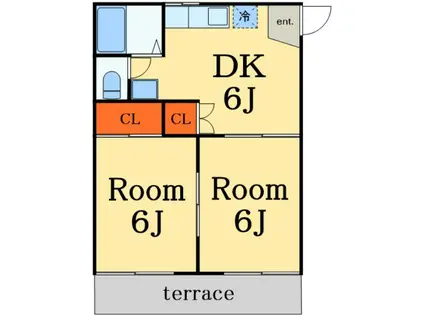 ココブランチ(2DK/1階)の間取り写真