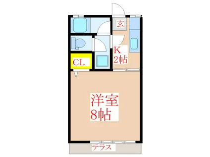 ラフォート中央(1K/1階)の間取り写真