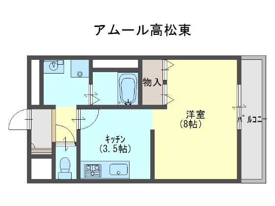 アムール高松東(1K/1階)の間取り写真