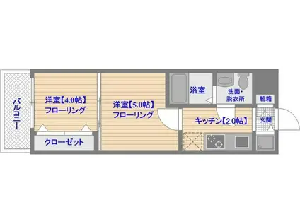NO51 PROJECT2100日赤通(2K/13階)の間取り写真