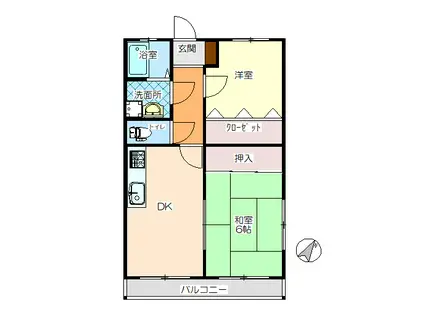 NEWグランパル立石(2DK/1階)の間取り写真