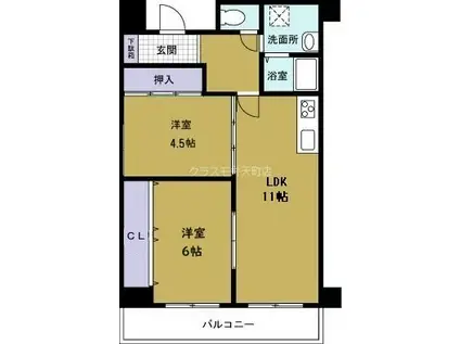 第20柴田マンション(2LDK/13階)の間取り写真