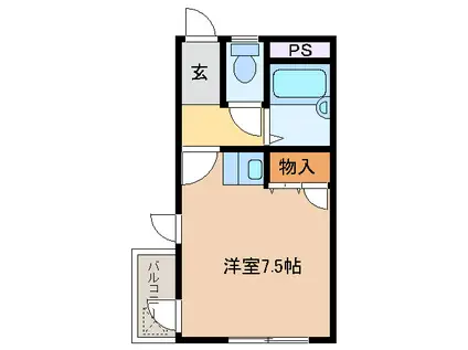 アメニティーPART1(ワンルーム/3階)の間取り写真