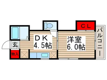 明宏ハイツ(1DK/2階)の間取り写真