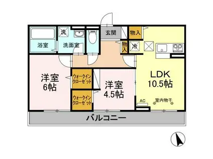 レスコンフォール(2LDK/1階)の間取り写真
