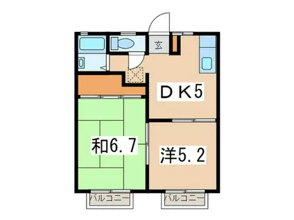 ルモニエIII(2DK/1階)の間取り写真