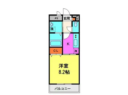 アムールKEISHI(1K/2階)の間取り写真
