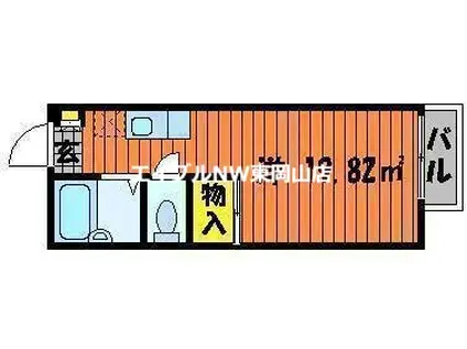 プロムナード旭川(ワンルーム/2階)の間取り写真