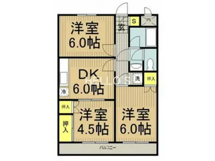 山崎ビル(3DK/3階)の間取り写真