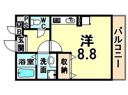 OTTS西ノ口(ワンルーム/3階)の間取り写真