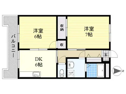 日生第6マンション(2DK/5階)の間取り写真