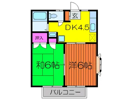 IKハウス B(2DK/2階)の間取り写真