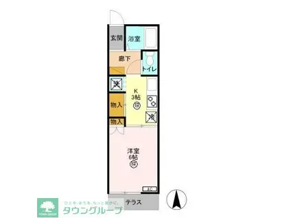 PIER21箱田(1K/1階)の間取り写真