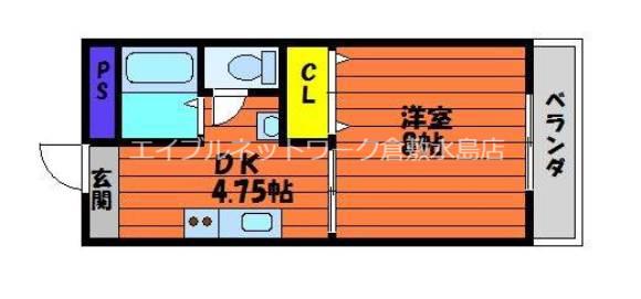 アースウェル(1DK/4階)の間取り写真