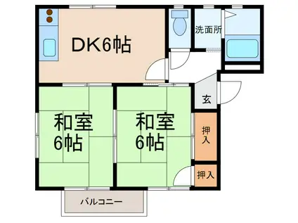 フレグランス手平(2DK/2階)の間取り写真