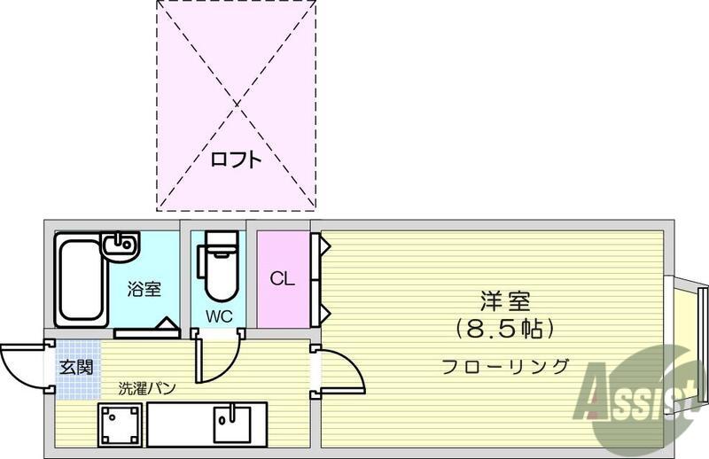 ホワイトキャッスル34番館(1K/1階)の間取り写真