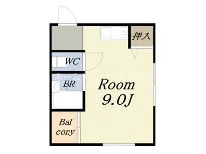 TSベイサイド(ワンルーム/3階)の間取り写真