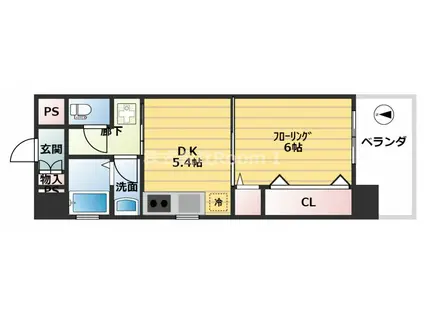 ラナップスクエア堺筋本町(1DK/8階)の間取り写真