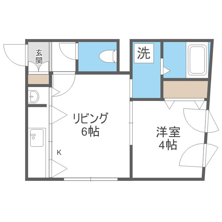 ブランノワール西町南(1DK/3階)の間取り写真
