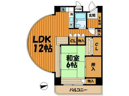 ペルソナージュ横浜(1LDK/4階)の間取り写真
