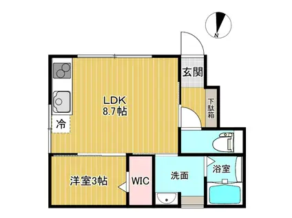 BASE稲荷元町II(1LDK/1階)の間取り写真