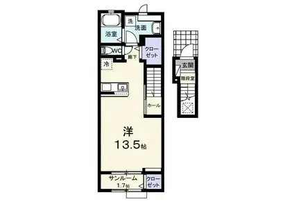 ホーリープレイス唐津 I(ワンルーム/2階)の間取り写真