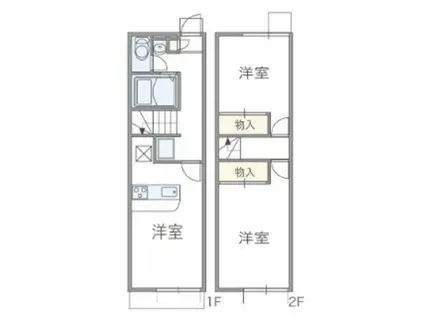 レオパレスセラフII(2DK/1階)の間取り写真