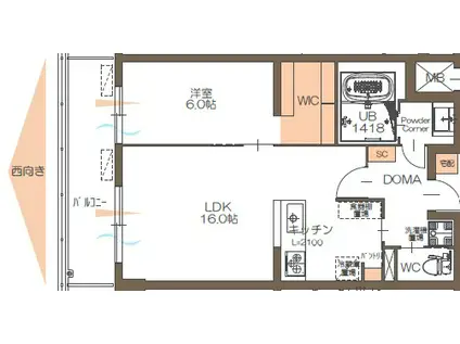GRANDGRACE富ケ丘(1LDK/2階)の間取り写真