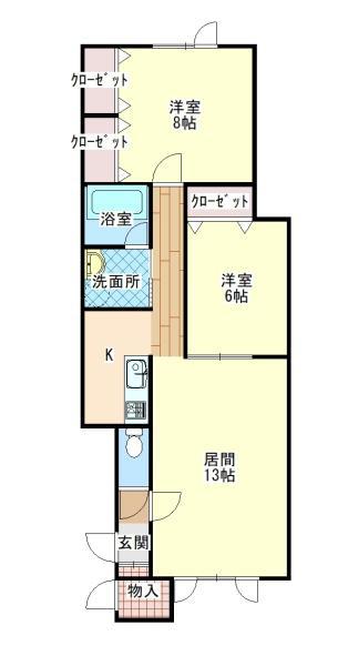 ノンノA(2LDK/1階)の間取り写真
