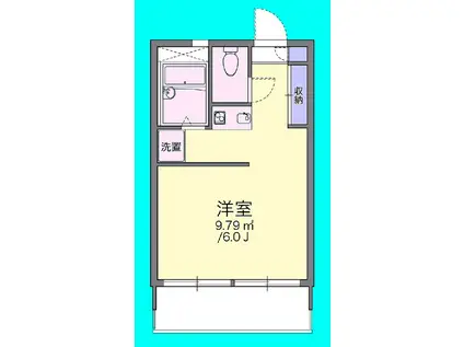 ふなとやま(1K/1階)の間取り写真