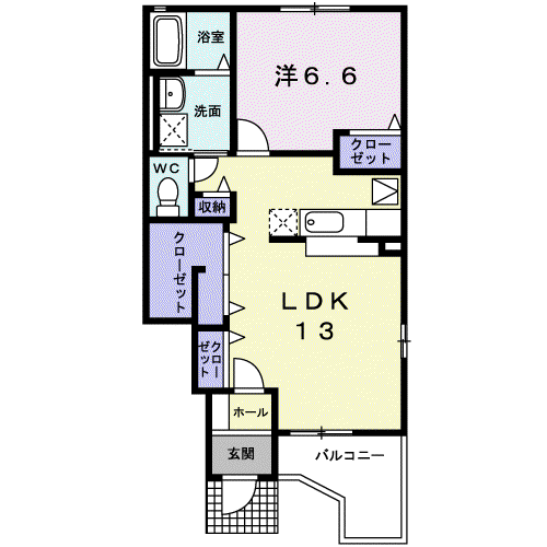 ノーヴァ I(1LDK/1階)の間取り写真