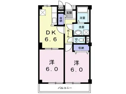 メゾンラルジュ I棟(2DK/2階)の間取り写真