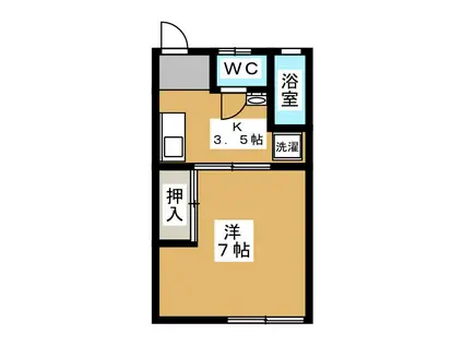 旭ハイツ(1K/2階)の間取り写真